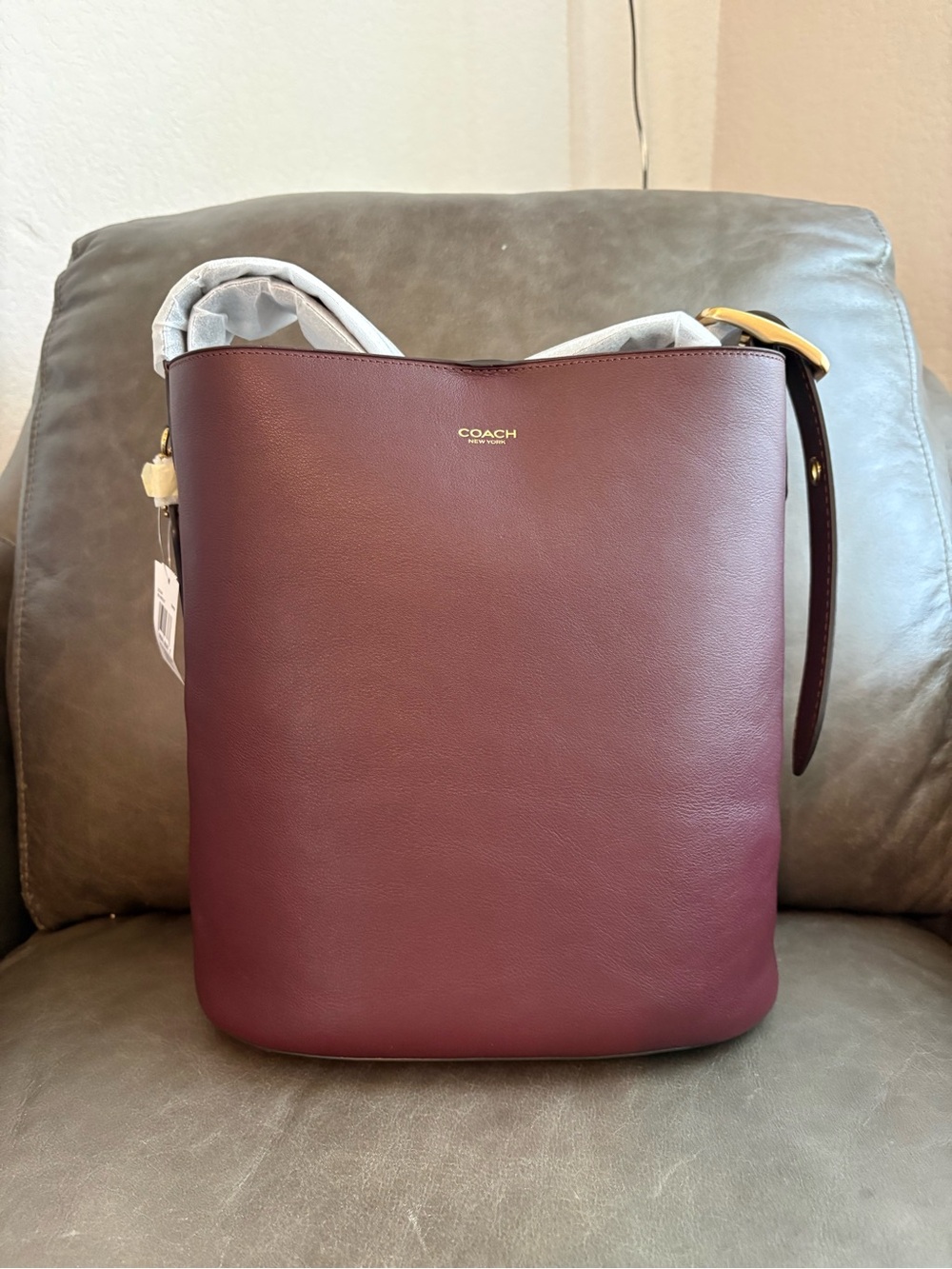 Coach Bleeker Bucket Bag in Merlot